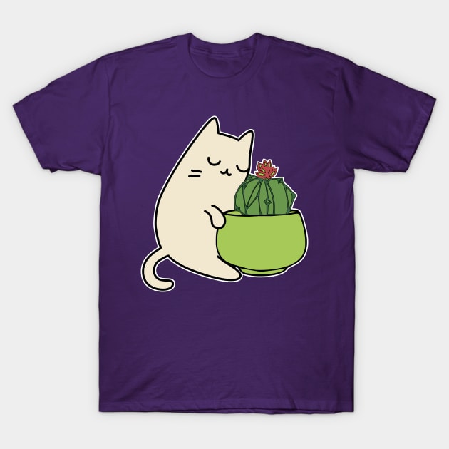 Dwarf chin Cacti hugging Cat Gardener T-Shirt by GlanceCat